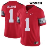 Women's NCAA Ohio State Buckeyes Jeffrey Okudah #1 College Stitched 2018 Spring Game Authentic Nike Red Football Jersey OR20U21TP